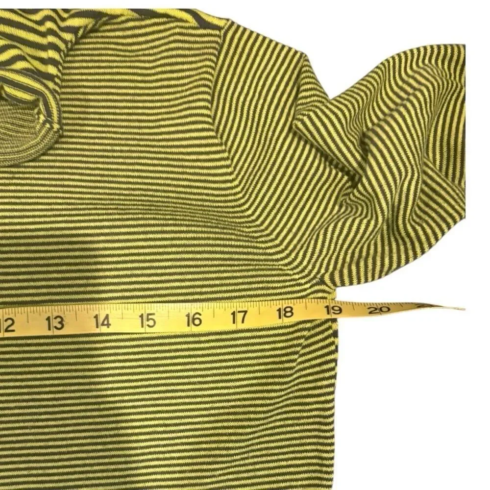 Title Nine Synergy Rolled Mock Neck Sweater Medium Lime Green Striped Turtleneck